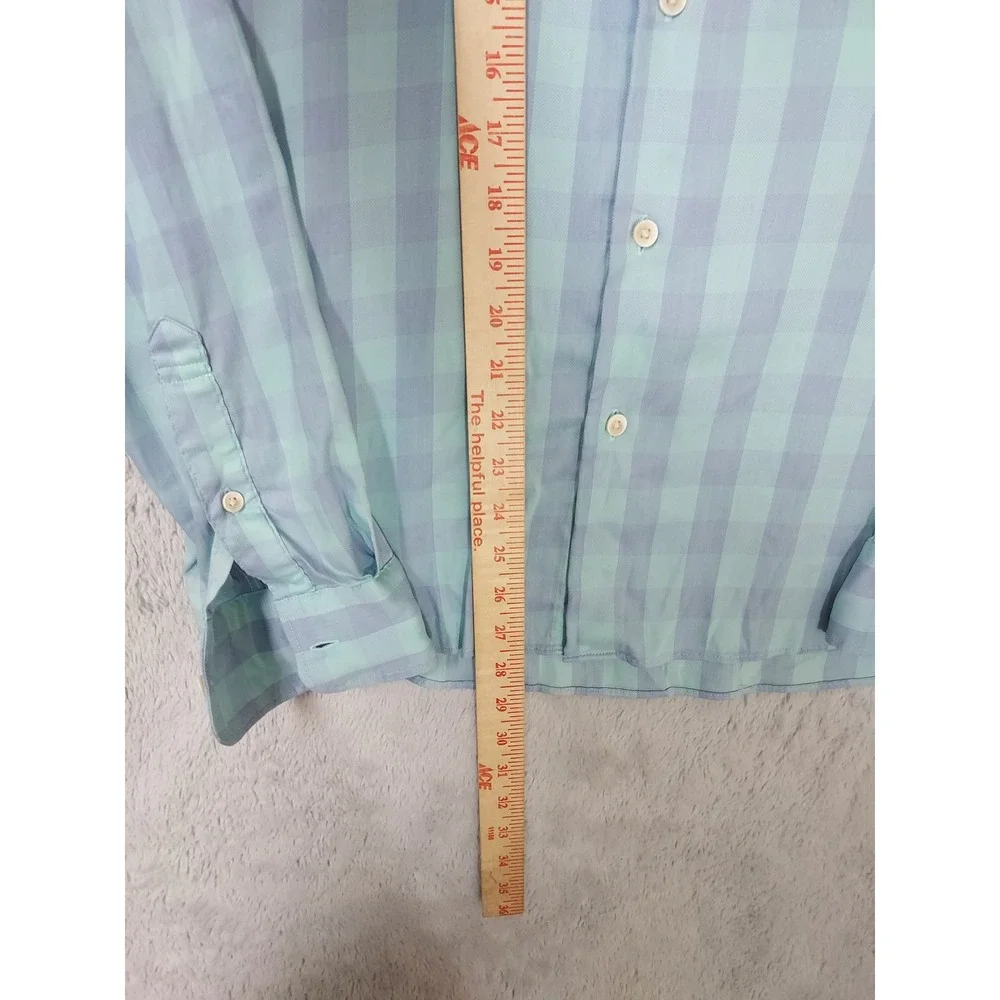 Faherty Reserve Movement Shirt Mens Small Gingham Check Long Sleeve Blue Stretch